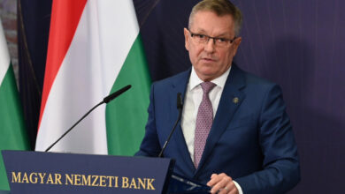 Budapest, 2023. január 19.Matolcsy György, a Magyar Nemzeti Bank (MNB) elnöke beszédet mond