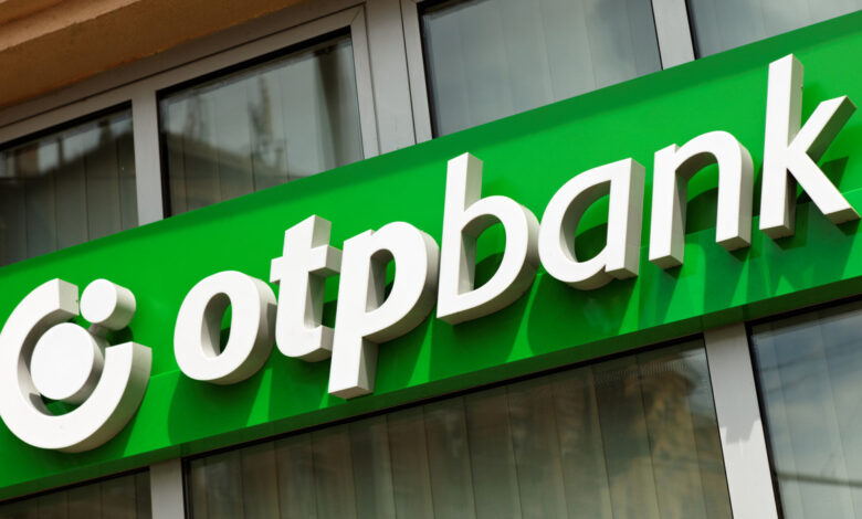 Budapest, Hungary - August 13, 2011: sign of the OTP bank. OTP Bank is the biggest commercial bank in Hungary, operating in Central and Eastern Europe. The bank provides universal financial services for more than 13 million costumers, through nearly 1500 branches in 9 countries.